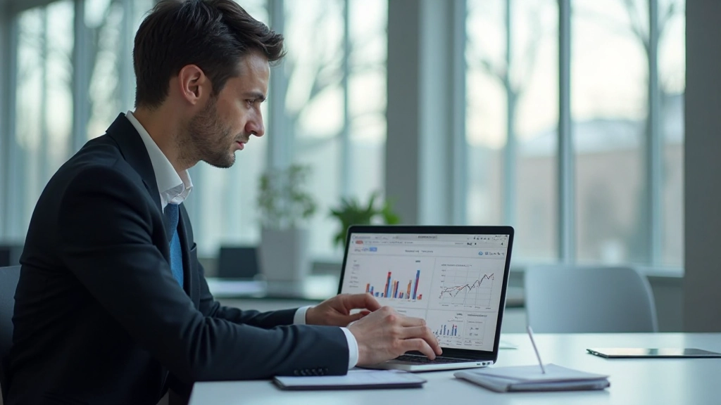 Профессиональный финансовый консультант анализирует инвестиционный портфель с графиками и данными на столе