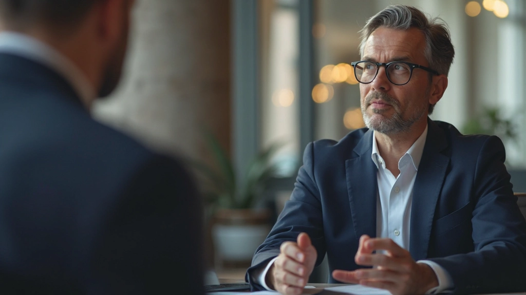 Профессиональный финансовый консультант проводит консультацию с клиентом в современном офисе